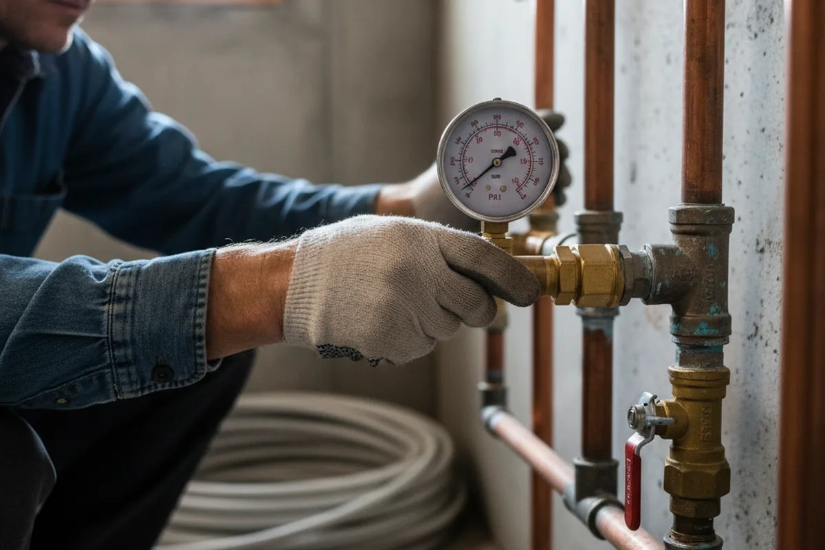 Pressure testing a repaired line during Water Line Repair in Tillamook